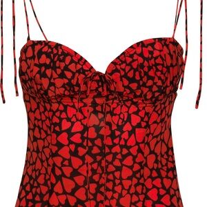 Red Heart Print Bustier Dress